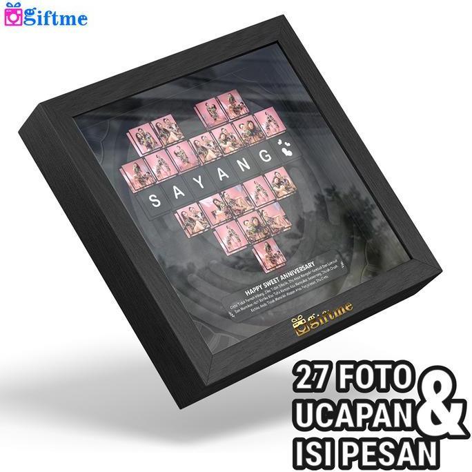 GIFTME Kado Custom Bingkai Foto Love bisa Request 27 Foto & Ucapan dengan Lampu LED