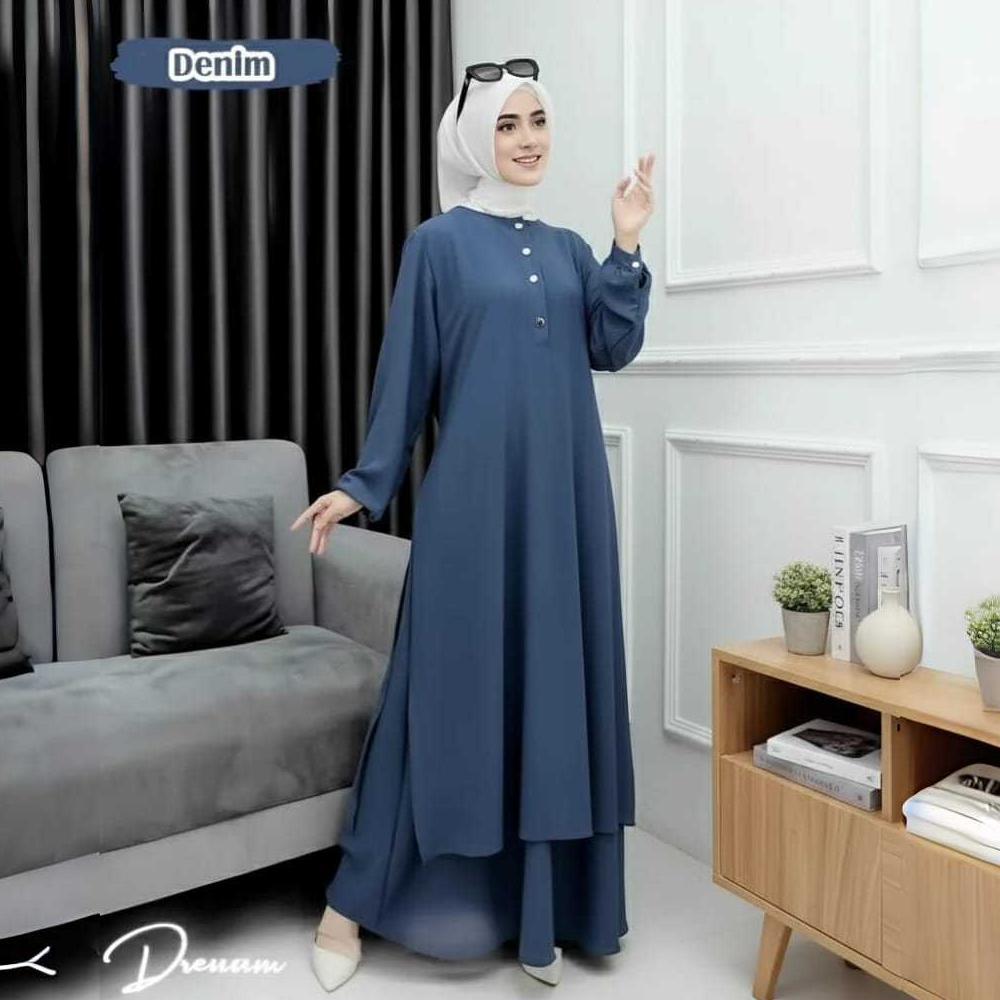 Terbaru Gamis Wanita Abaya Malaysia Crinkle Polos Quensa Dress