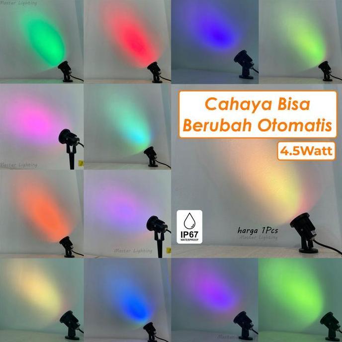 Lampu taman sorot colour RGB 3w led spotlight waterproof warna warni