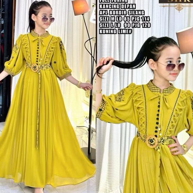 paket hemat cod dinda dress kids new shr usia 7 - 12 tahun gamis anak perempuan baju muslim anak kek