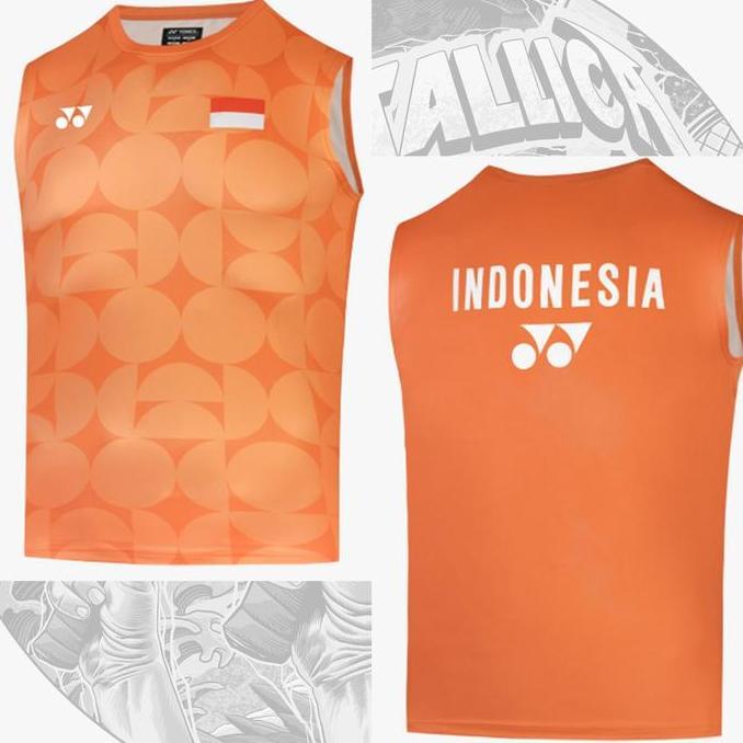Baju / Kaos / Jersey Badminton Yonex Sleeveless YOB26024EX Orange / Jersey Lengan Buntung Yonex Mala