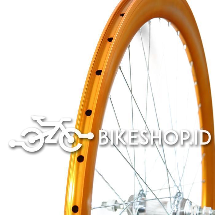 Wheelset Velg Sepeda Uk 700c 5cm Alloy Depan / Belakang Rims Roda Siap Jadi Fixie Balap Road Bike LE