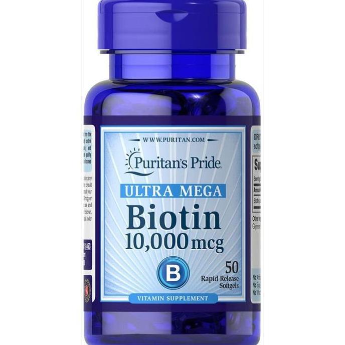 Puritan Pride Ultra Mega Biotin 10000 mcg 50 Softgels