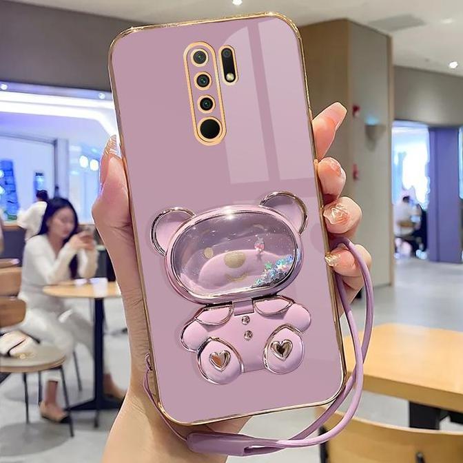 Soft Case For Redmi 9 Case Stand Holder Mirror Silicone Luxury Plating
