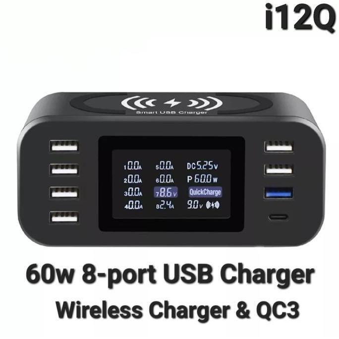 AVPRO i12Q 60w 8-port Smart USB Charger LCD Display w Wireless & QC3