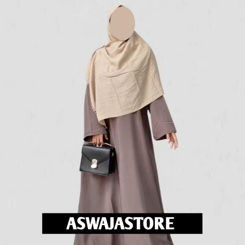 (Bisa COD) Gamis Abaya Polos Turkey Set Hijab - Busui Frendly | Remaja Aesthetic | Dress Arab | Basi