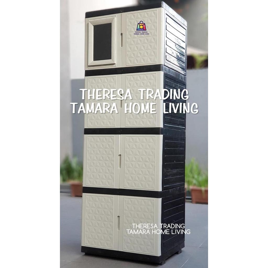 LEMARI PLASTIK DIAMOND KACA CERMIN 4 SUSUN 4 NEW DESIGN