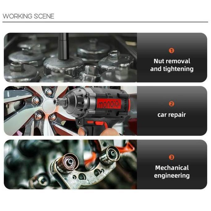 Cordless Impact Wrench 98V Brushless 98V Bor Obeng Kunci 98 Volt/Pembuka baut truck mobil cordless i