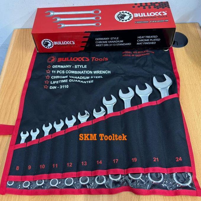 Bullock Kunci Ring Pas 11Pcs 8MM - 24MM / Bullock Combination Wrench Set Ring Pas 8MM - 24MM 11Pcs
