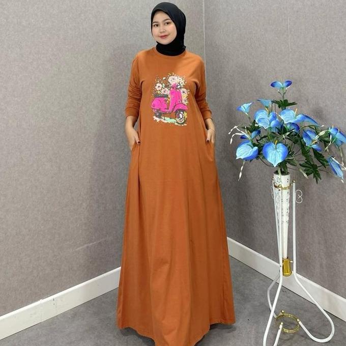 Terjangkau Anindya Dress | Gamis Kaos| Dress | Baju Simple | Gamis Harian | Midi Dress | Dress Katun