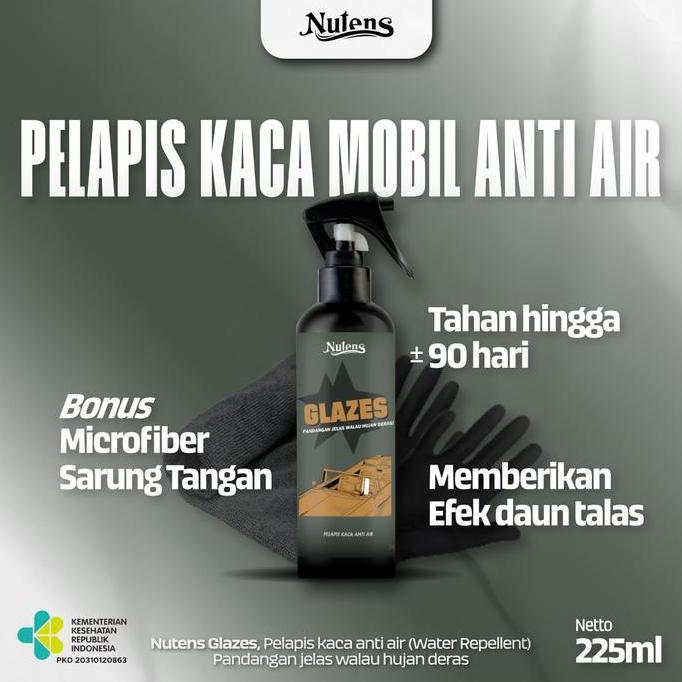 Nutens Glazes - Pelapis Kaca Mobil Anti Air Efek Daun Talas Water Repellent