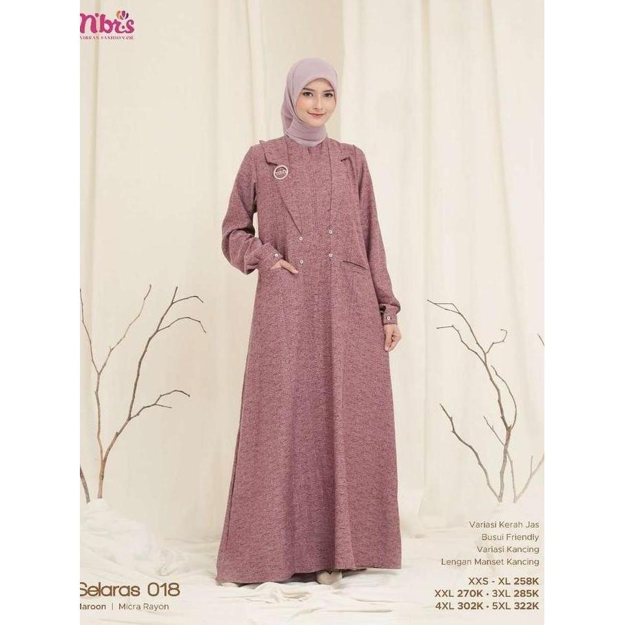 Spesial Nibras - Selaras 018 - Gamis Modis Dewasa - Gamis Simple Elegan