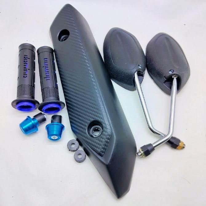 PAKET COVER TAMENG KNALPOT HONDA BEAT FI 2014+ HANGRIP+ JALU STANG+ SPION BEAT FI HITAM ORI STANDAR 