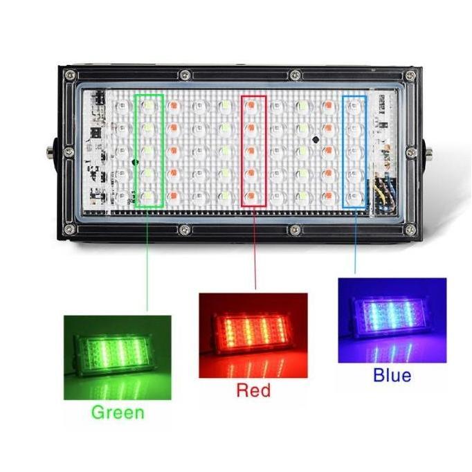 Lightflas- Lampu Sorot 50W Rgb Model Tipis Ip65 / Lampu Tembak Tipis 50 Watt Rgb