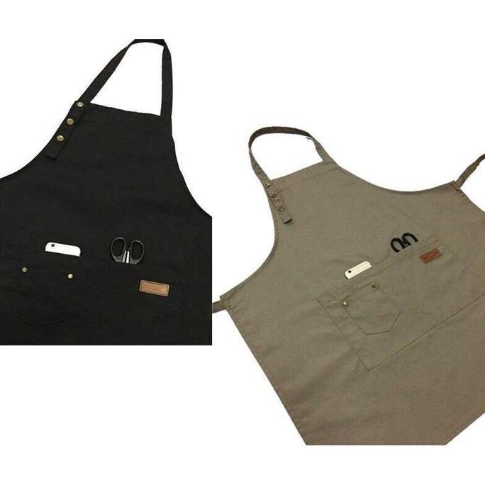 Wilwod- Celemek Masak Apron Dapur Barista Chef Pria Wanita Clemek Canvas Keren