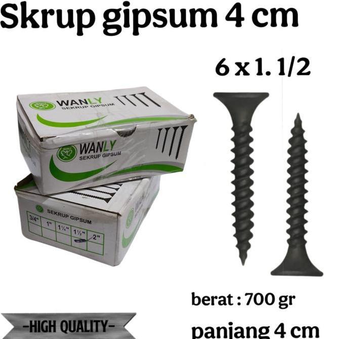 Ready Skrup Gypsum / Skrup Gipsum / Skrup Hitam Tajam / Harga per Dus - Ukuran Lengkap 2 cm - 7,5 cm