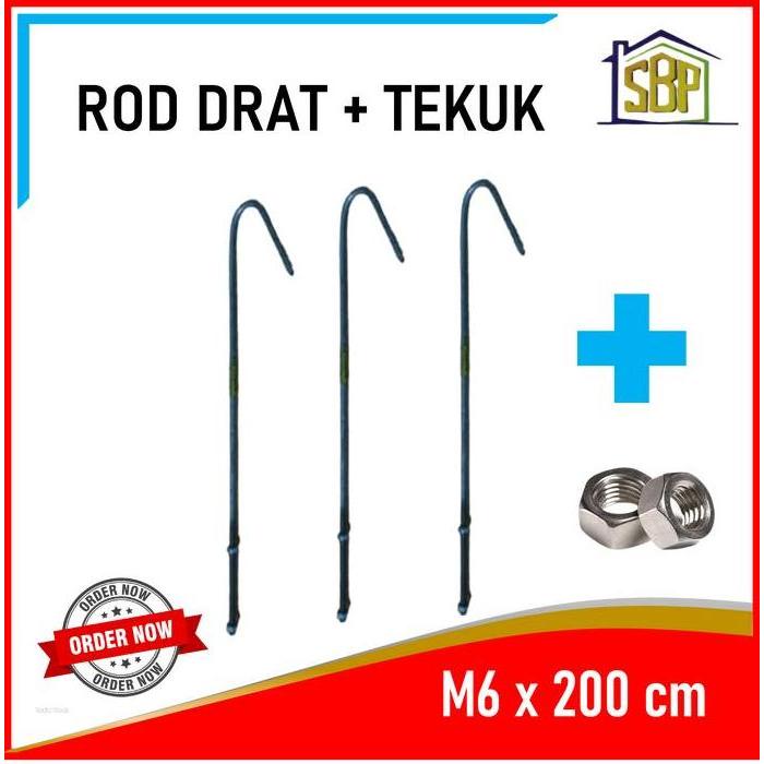 Ready Rod Drat + Tekuk M6 x 200 Cm Kawat Gantungan Plafon Suspension Rod