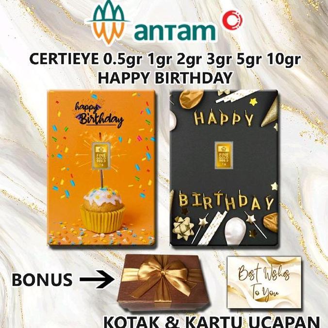 JIMBARANSHOP231 - LOGAM MULIA EMAS ANTAM HAPPY BIRTHDAY GIFT SERIES CUSTOM CERTIEYE CERTICARD