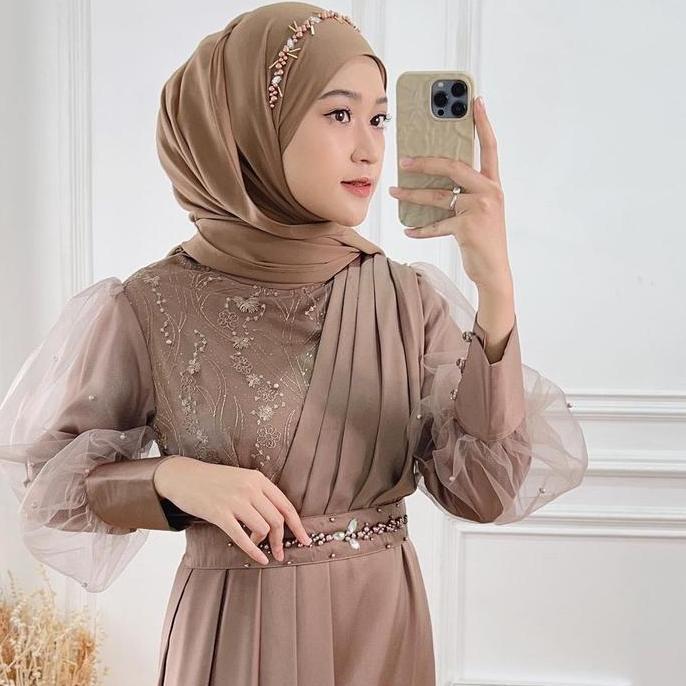 Batik Solo || Gamis Brukat Terbaru Gamis Brukat Tulle Payet Mix Velvet Dress Adivaa Modern Baju Kond