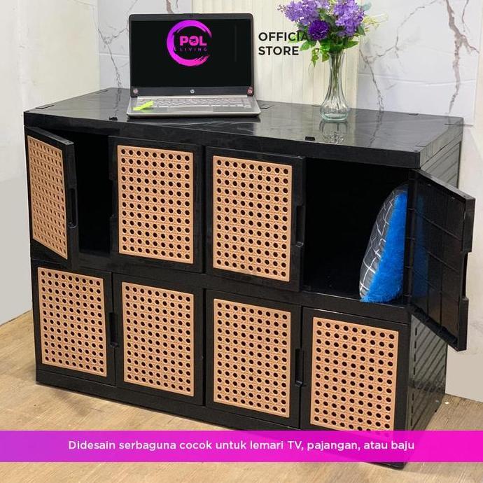 POL - Lemari TV Serbaguna Rotan Plastik 2 Susun