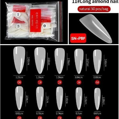 Pickme- Kuku Palsu Bening Putih Almond Stiletto 500Pcs