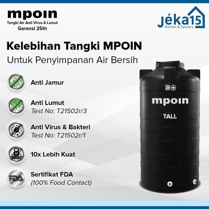Miliki Mpoin Tw800 750L Tall Wave Series Water Tank