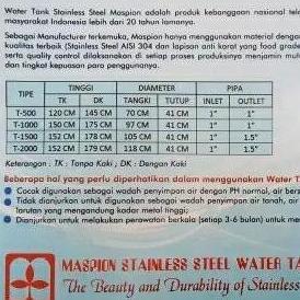 Miliki Tangki / Tandon Air Maspion T-500 Toren Stainless