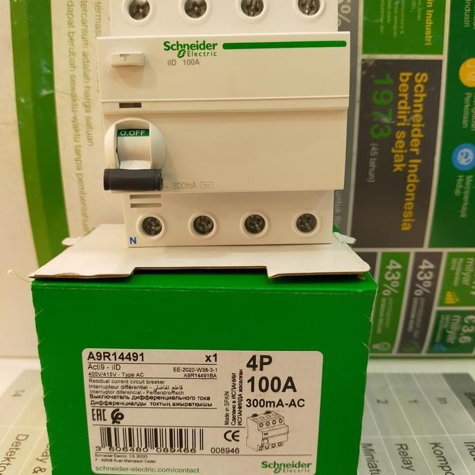 TERMURAH - elcb/rccb 4p 100a 300ma schneider