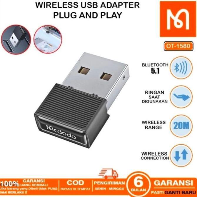 MCDODO OT-1580 USB Bluetooth 5.1 Dongle Wireless Adapter Receiver