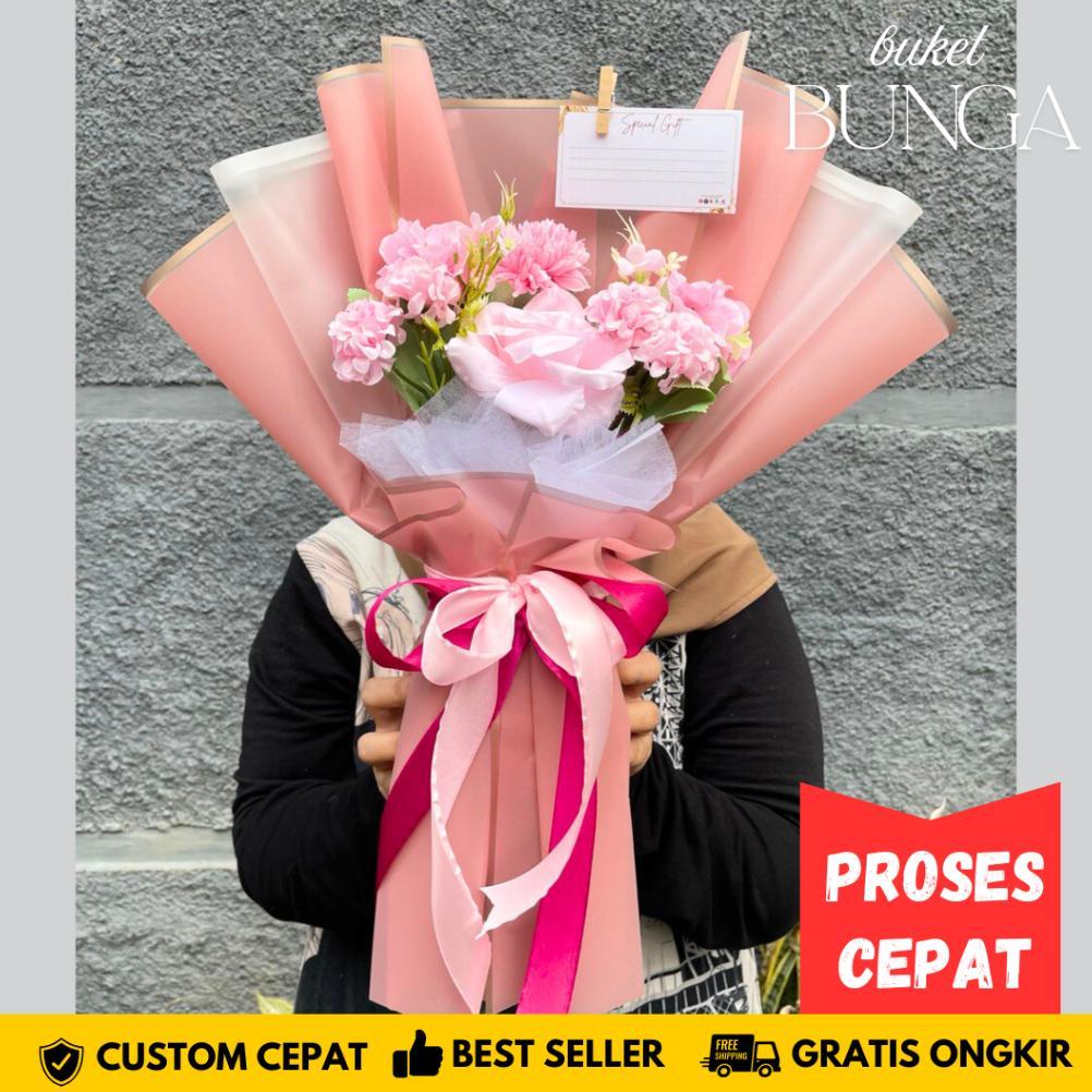 Bucket Bunga Artificial Valentine Kado Buket Ultah Wisuda Ulang Tahun Anniversary Hadiah Wisuda Acar