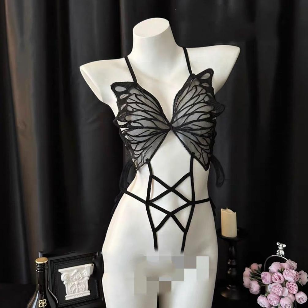 HOT DEALS Set Lingerie Wanita Sexy Model Bra Kupu2 Open V Baju Dinas Wanita HM470