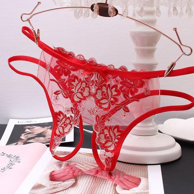 DE69 >> Celana Dalam Wanita Renda Open G String Sexy Bunga cd C085