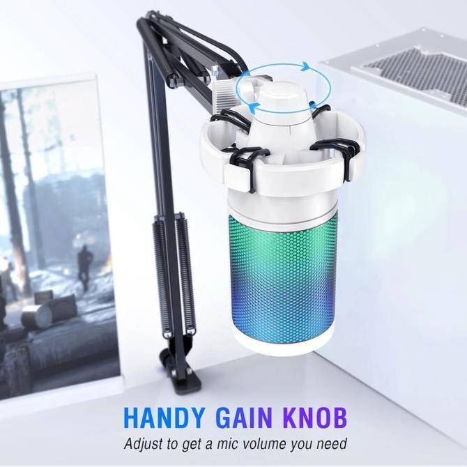 Barbaku_store - FIFINE AmpliGame A6V USB Microphone with Volume Dial, Mute Button RGB Mic for Gaming