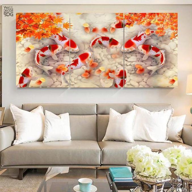 Walldecor Hiasan Dinding Poster Kayu - Ikan Koi