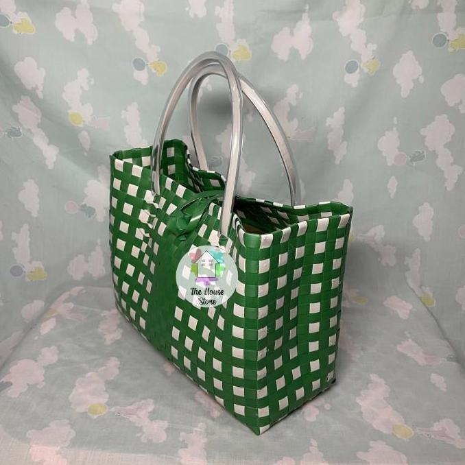 TAS / KERANJANG BELANJA PASAR ANYAMAN PLASTIK UKURAN MINI BERKANCING