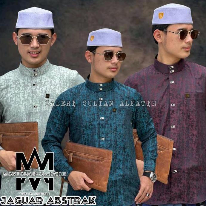 ALFATIH - {Best Seller} baju koko sultan Abstrak Kemko sultan embos jaguard kemeja koko pria lengan 