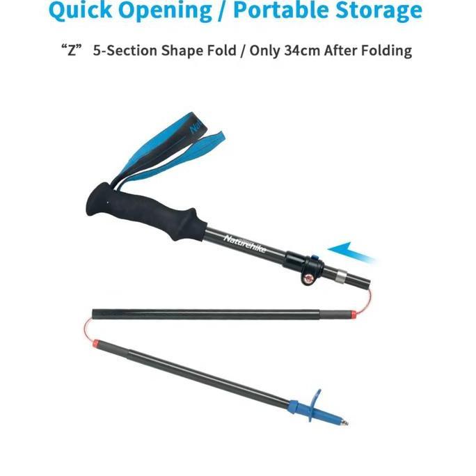 NATUREHIKE TREKKING POLE ST07 NH18D010-Z CARBON FIBER LIPAT ULTRALIGHT