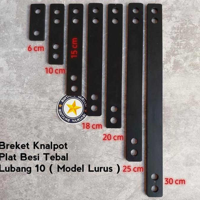 Breket Knalpot Plat Besi Tebal Lubang 10mm Lurus Universal Motor