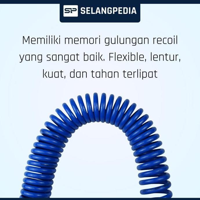 Autopic- Selang Recoil Hose Polyurethane Pu Taiwan Kompresor Angin Od 12 Mm X Id 8 Mm Termasuk Inclu