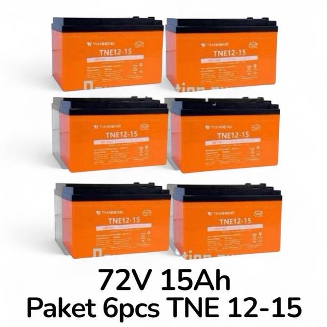 PROMO PAKET 72V 15AH ( 6BH 12V15AH ) [ 6pcs Battery UPS - Baterai Sepeda Listrik ] Aki Selis Tiannen