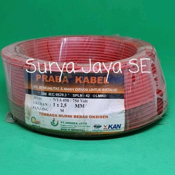 Kabel Listrik Nya 1X2,5 Kabel Engkel Nya 1X2.5 Tembaga Praba 50 Meter Sni Lmk