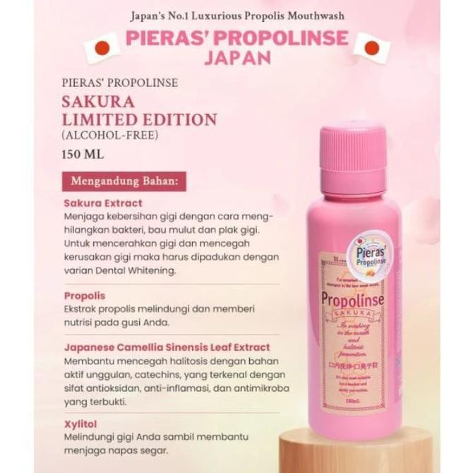 Willll- Pieras Propolinse Sakura Travel Size Mouthwash 150Ml Obat Kumur