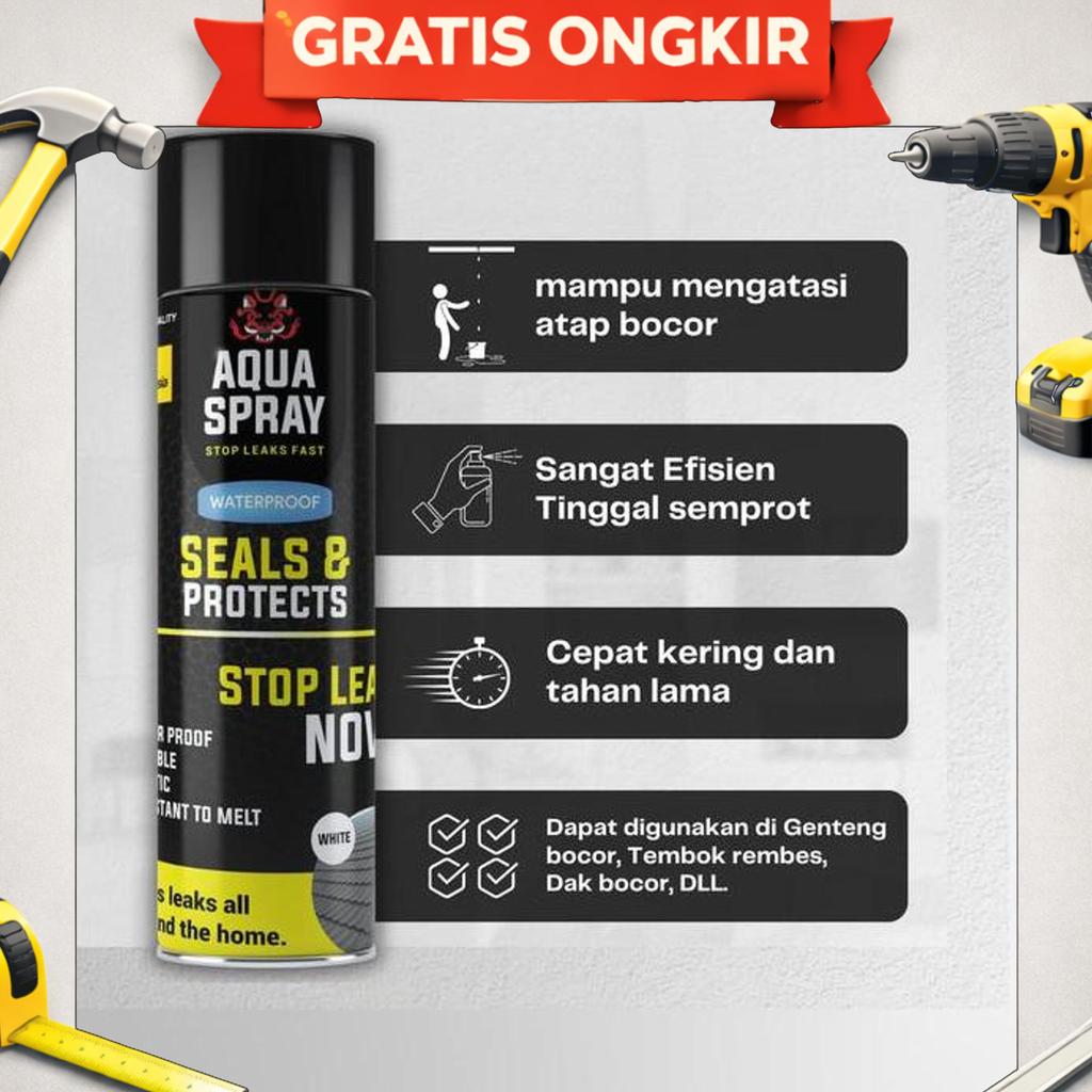 Aqua Spray - Cairan Penambal Bocor Dan Rembes - Rubber Sealant Spray Anti Bocor 500Ml
