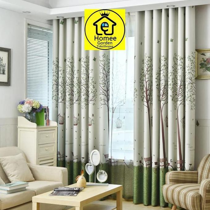 Fmly- Vitrase Gorden/Vitrase Cream/Pohon Besar Putih Hijau