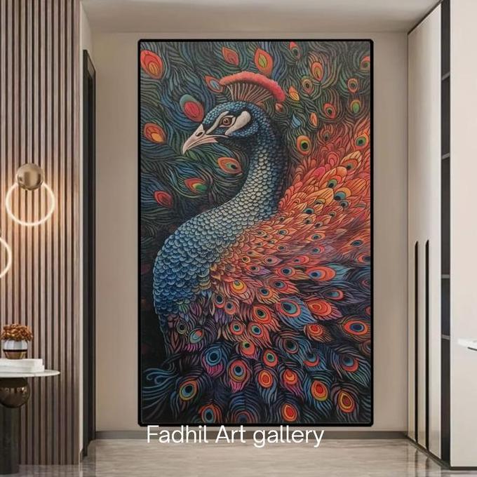 Terlaris Lukisan Tangan Burung Merak Lukisan Dinding Ruang Tamu Modern