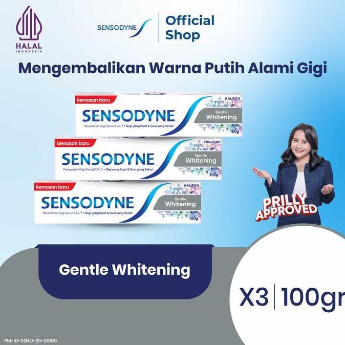 Willll- Sensodyne Toothpaste Pasta Gigi Sensitif Essensial Care Whitening 3X100Gr - Triplepack