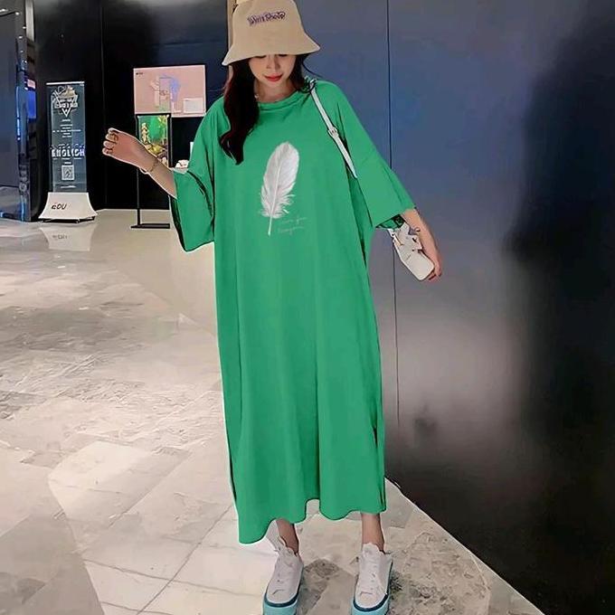 Ftx- Long Dress Wanita Jumbo Combed Ld120 - Ld140Cm Terbaru Daster Katun Nyaman Panjang