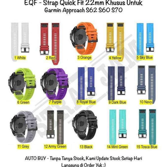EQF 22mm Strap Garmin Approach S70 S62 S60 - Tali Jam Tangan Quick Fit