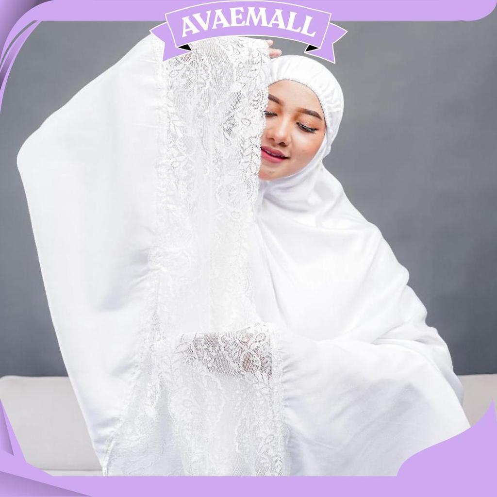 Mukena Dewasa Putih Polos Renda Bahan Katun Rayon Super Premium Size Super Jumbo Dan Mukenah Terusan