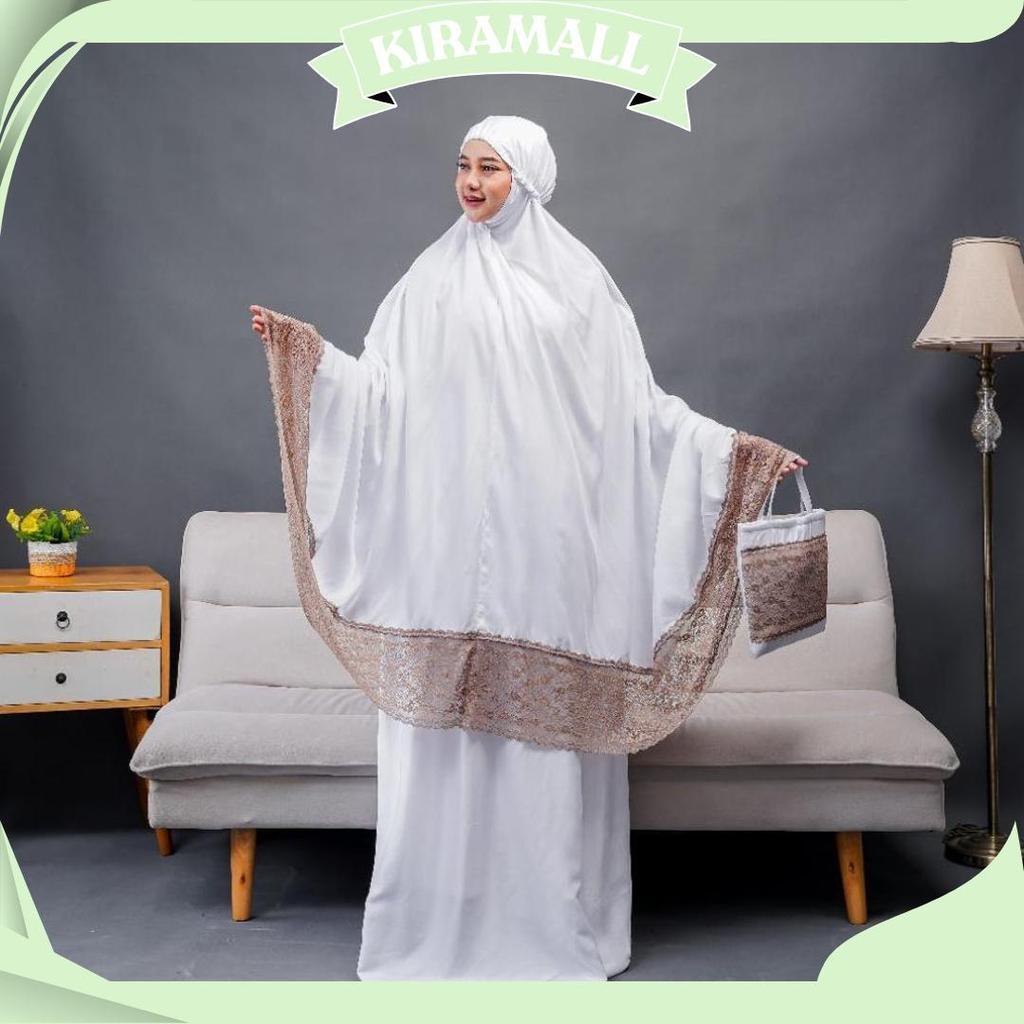 Mukena Dewasa Putih Polos Renda Bahan Katun Rayon Super Premium Size Super Jumbo Dan Mukenah Terusan